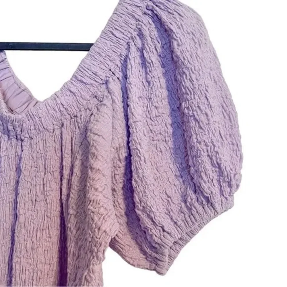 Stine Goya Garance Dress Midi Textured Lavender XS off shoulder bump vacation